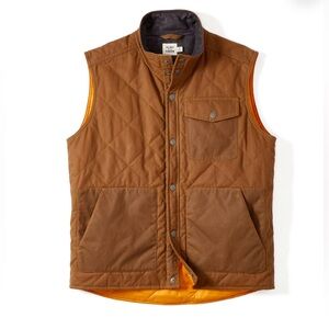 Flint And Tinder Quilted Waxed Vest, in Brown with Orange Lining.